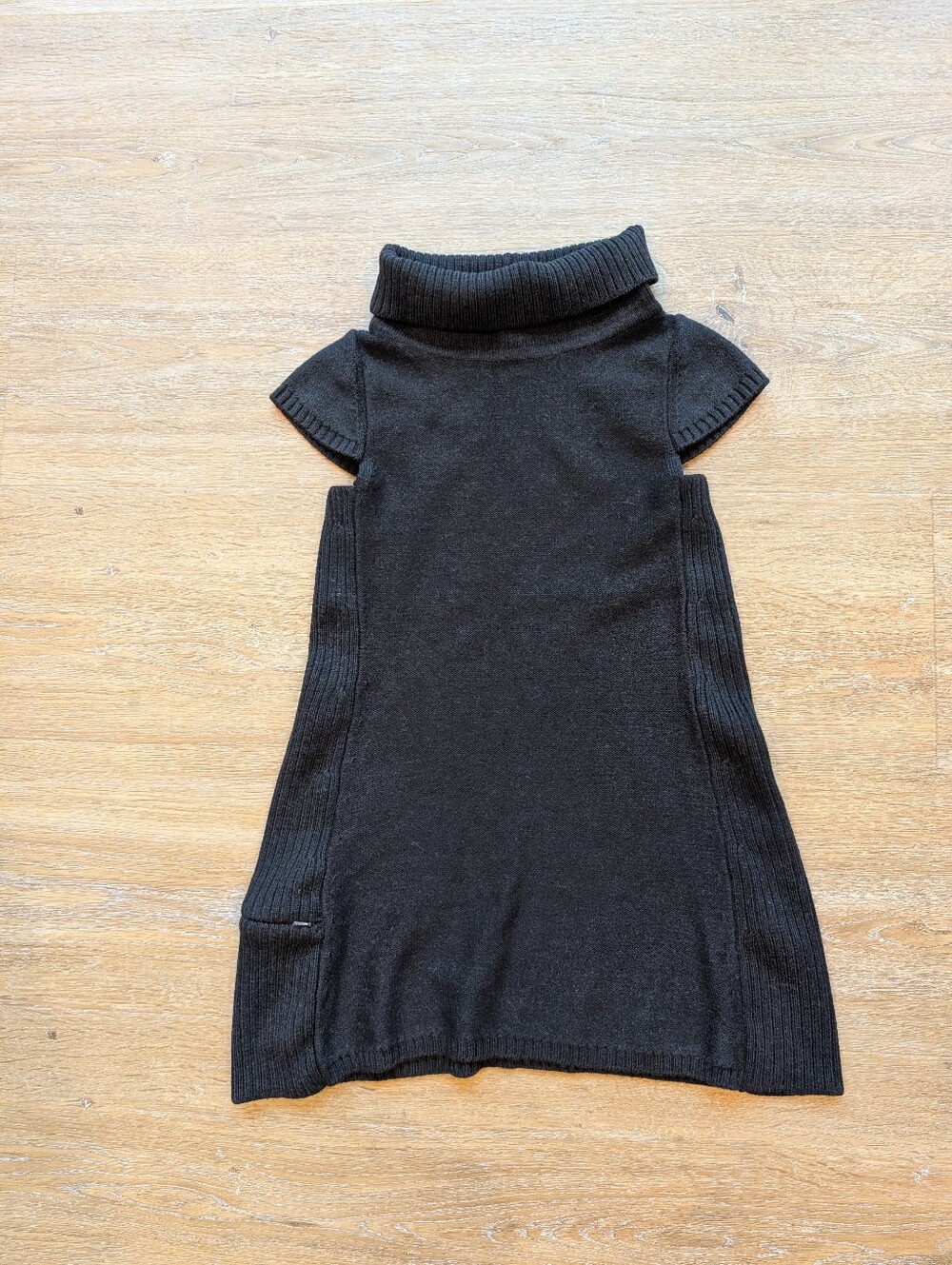 Ibex Marino Wool Tunic Sweater, Cap Sleeve, Fold Over Neck, Size Small